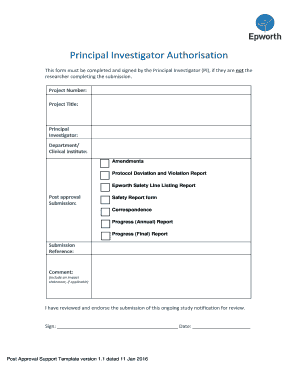 Principal Investigator Authorization Form