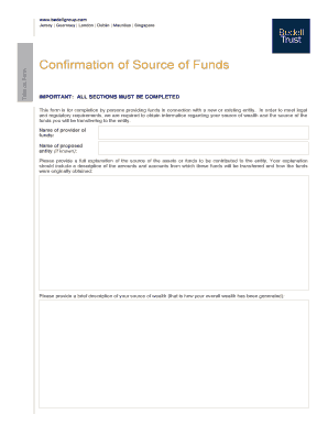 Confirmation of Source of Funds