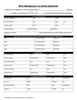Birch Management Rental Application