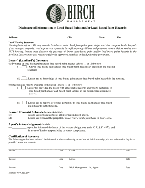 Lead-Based Paint Disclosure Form