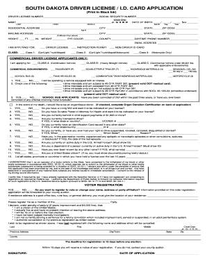 South Dakota Driver License / ID Card Application