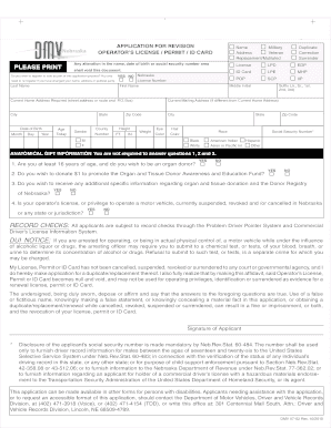 Nebraska Operator's License Duplicate Application