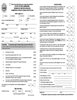 New Hampshire Commercial Driver License Application