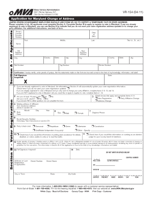 Maryland Change of Address Application