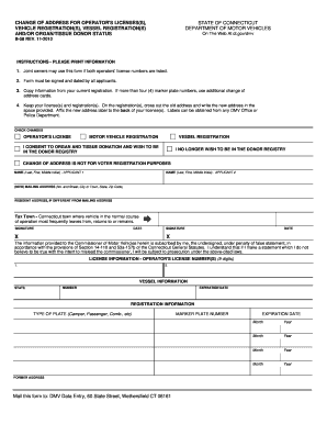 Change of Address for Operator's Licenses