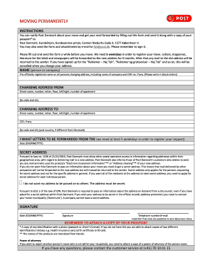 Post Danmark Moving Notification Form