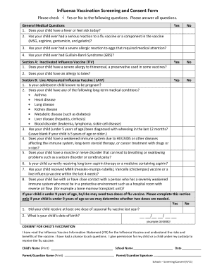 Influenza Vaccination Screening and Consent Form