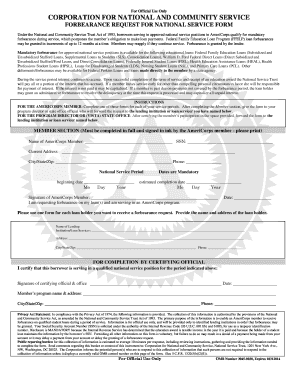 AmeriCorps Loan Forbearance Request Form