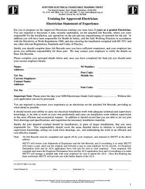 Scottish Electrician Statement of Experience Form