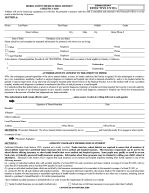 Modoc Joint Unified School District Athletic Card