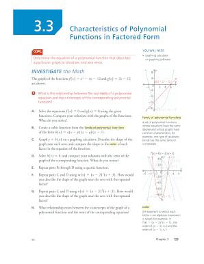 33 Characteristics of Polynomial Functions in Factored Form