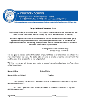 Early Childhood Transition Form