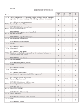 Chronic Conditions Health Survey Form