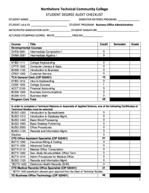 Student Degree Audit Checklist