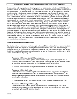 Background Investigation Disclosure and Authorization