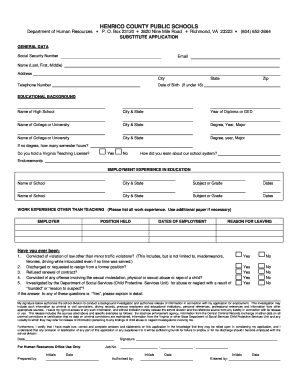 Substitute Teacher Application