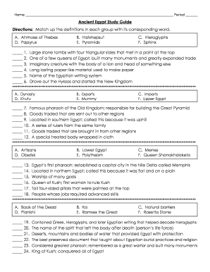Ancient Egypt Study Guide