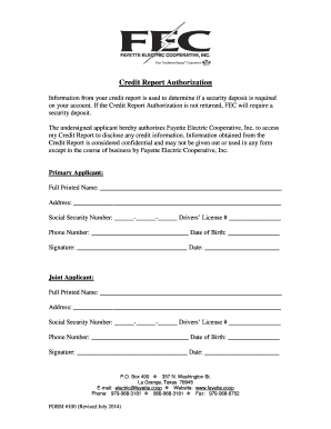 Credit Report Authorization Form