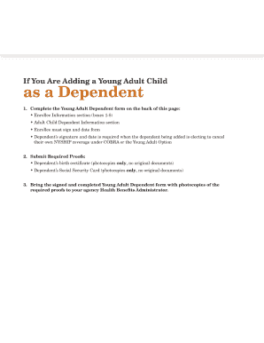 Young Adult Dependent Form