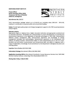 TAFE NSW Job Application Form