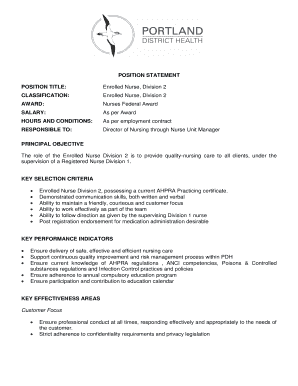 Enrolled Nurse Division 2 Position Statement