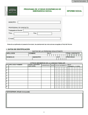 Formulario de Solicitud de Ayudas Económicas de Emergencia Social