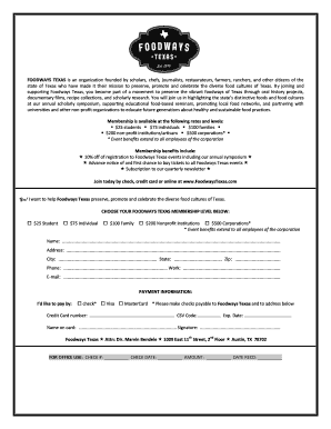 Foodways Texas Membership Application