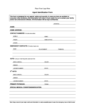 Agent Identification Form