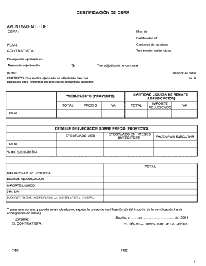 Certificación de Obra
