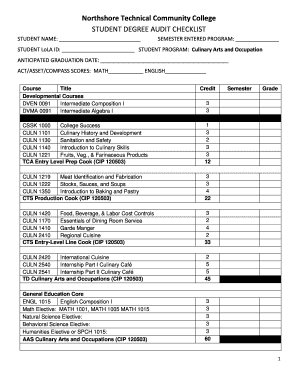 Student Degree Audit Checklist
