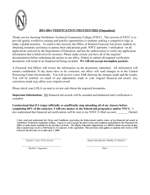 2013-2014 Dependent Verification Procedures