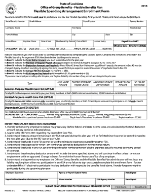 Louisiana Flexible Spending Arrangement Enrollment Form