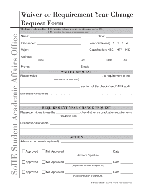 Waiver or Requirement Year Change Request Form