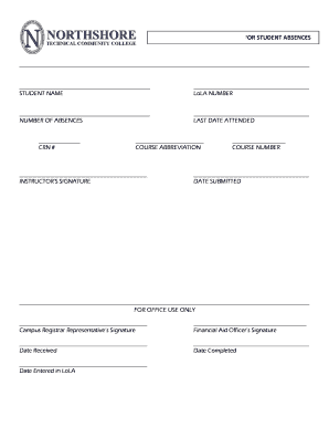 Instructor's Withdraw Form for Student Absences