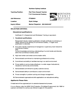 SELECTION CRITERIA Educational qualifications - NSW bb