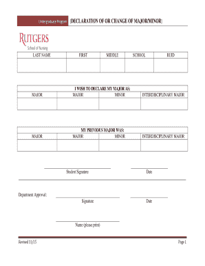 Declaration of Major or Minor Form