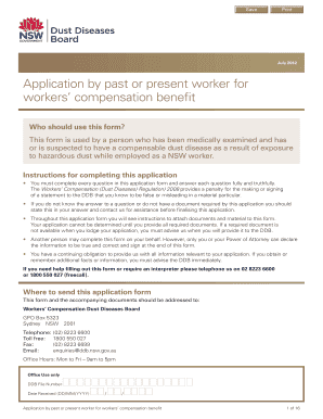 Workers' Compensation Dust Diseases Application