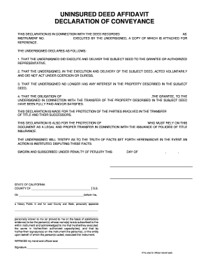 Uninsured Deed Affidavit