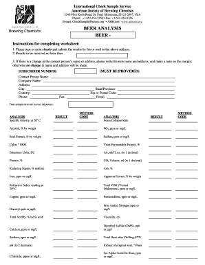 Beer Analysis Worksheet