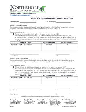 2015-2016 Verification of Income Information for Nontax Filers