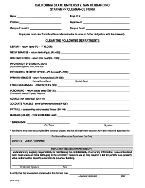 California State University Staff Clearance Form