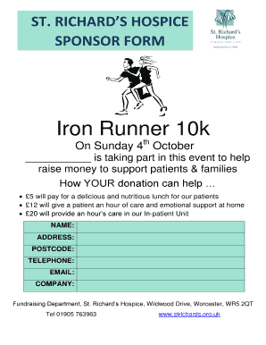 St. Richard's Hospice Sponsor Form