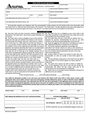 Share Draft Account Agreement