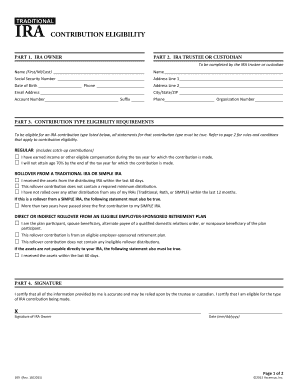 Traditional IRA Contribution Eligibility Form
