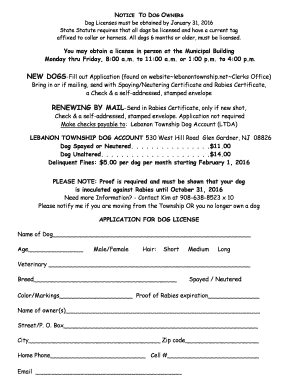 Dog License Application