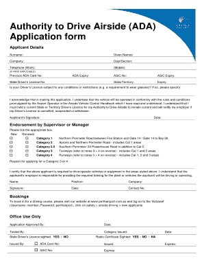 Authority to Drive Airside Application Form