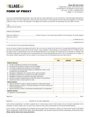 Village Main Reef Proxy Form