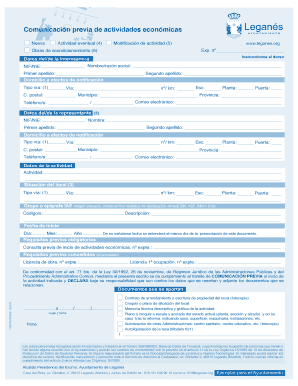 Comunicación previa de actividades económicas