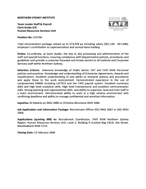 TAFE NSW Job Application Form