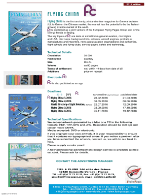 Flying China Magazine Advertising Order Form